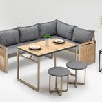 Alaska Masalı Puflu Bahçe Balkon Takımı, Gri
