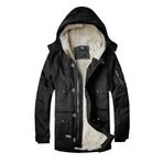 alaska soğuğa ve suya dayanıklı kumaş kısa parka kaban -siyah- (XL)