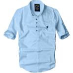 Alaska The Last Frontier Slim Fit %100 Pamuk Kumaş Hakim Yaka Uzun Kol Gömlek -Buz Mavisi- - XS