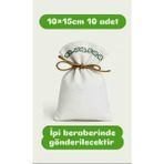 Alasmiel 10 Adet 9×12 cm Yeşil Nakışlı Ham Bez Kese Çok Amaçlı Bez Poşet