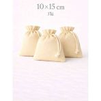 Alasmiel 10X15 cm Kadife Dokulu Büzgülü Kese 3’lü – Lavanta, Takı ve Nikah Hediyelik Çok Amaçlı Bez Poşet - Krem - 10 x 15 cm