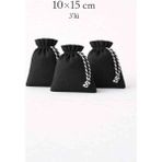 Alasmiel 10X15 cm Kadife Dokulu Petek Kumaş Büzgülü Kese 3’lü – Lavanta, Takı ve Nikah Hediyelik Çok Amaçlı Bez Poşet - 000-Siyah - 10 x 15 cm