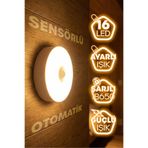 ALASTOR 16LED 3MOD Hareket Sensörlü Şarjlı LED Işık Mıknatıslı Kablosuz Gece Lambası Koridor Işığı 47732