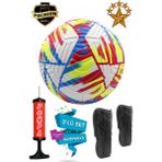 Alastor Profesyonel Futbol Topu 3'lü Set Dikişli Futbol Topu Dayanıklı Tekmelik(Dizlik) ve Pompa Dahil - Beyaz - Kırmızı - Sarı