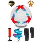 ALASTOR Profesyonel Futbol Topu 3'lü Set Dikişli Futbol Topu Sert Zemin Halı Saha Futbol Topu Tekmelik(Dizlik) ve Pompa Dahil - Kırmızı