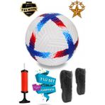 ALASTOR Profesyonel Futbol Topu 3'lü Set Dikişli Futbol Topu Sert Zemin Halı Saha Futbol Topu Yüksek Kaliteli Futbol Topu Tekmelik (Dizlik) Pompa Dahildir. - Mavi