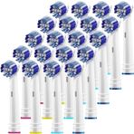 Alayna OralB Braun ile Uyumlu Yedek Fırça Başlıkları - 20'li Paket Profesyonel Elektrikli Diş Fırçası Başlığı - Oral-b 7000, Clean, Oral B Pro 1000, 9600, 500, 3000, 8000, Vitality Plus!