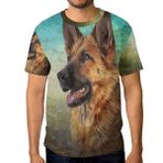 Alaza Alman Kurdu Köpeği Vintage Kısa Kollu Günlük Bisiklet Yaka Erkek Tişört