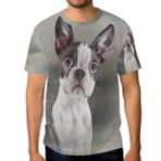 Alaza Boston Terrier Köpek Vintage Kısa Kollu Gündelik Erkek Tişört