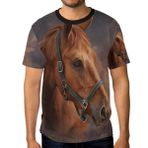 ALAZA Drawing Horse and Cloud Vintage Erkek Kısa Kollu Tişört Günlük Bisiklet Yaka Tişört, Çoklu, M