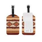 ALAZA Etnik Vintage Tribal Çizgili Bagaj Etiketi PU Deri Çanta Bavul Bagaj Etiketi, Çok renkli, 4.92 x 2.76 inch