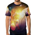 Alaza Galaxy and Planet Renkli Uzay Kısa Kollu Erkek Tişört