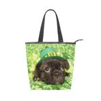 Alaza Tote Kanvas Sevimli St. Patrick's Puppy Shamrock 14×4.5×15 inç Çoklu Kadın Omuz El Çantası
