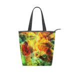 Alaza Tote Kanvas Soyut Renk Kuş Kedi Kafası 14×4.5×15 inç Çoklu Kadın Omuz El Çantası
