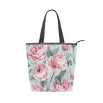 Alaza Tote Kanvas Suluboya İngiliz Gülleri Vintage Çiçekli 14×4.5×15 inç Çoklu Kadın Omuz El Çantası