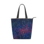 Alaza Tote Kanvas Takım Yıldızları Galaksi Nebula Yıldızları 14×4.5×15 inç Çoklu Kadın Omuz El Çantası