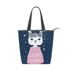 Alaza Tote Kanvas Tatlı Tavşan Çiçek 14×4.5×15 inç Çoklu Kadın Omuz El Çantası