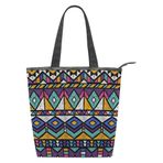 Alaza Tote Kanvas Tribal Aztek Etnik Çizgili 14×4.5×15 inç Çoklu Kadın Omuz El Çantası
