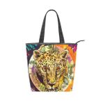 Alaza Tote Kanvas Tropikal Leopar Boho Stil 14×4.5×15 inç Çoklu Kadın Omuz El Çantası