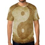 Alaza Yin ve Yang sembolü Vintage Kısa Kollu Erkek Tişört