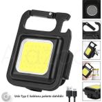 Alazpay 30'lu LED USB Şarjlı 3 Modlu Mıknatıslı Multifonksiyonel Outdoor Mini Anahtarlık El Feneri - Siyah