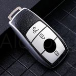 Alazpay Mercedes A B C E S G Serisi Cla Cle Gls Gla Glb Glc Amg Deri Görünüm Tpu Anahtar Kılıfı - Gümüş