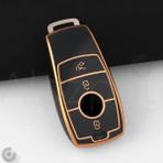 Alazpay Mercedes A B C E S G Serisi Cla Cle Gls Gla Glb Glc Amg Uyumlu Tpu Anahtar Kılıfı - Siyah - Gold