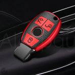 Alazpay Mercedes A B C E S G Serisi Gl Gla Glc Cla Cls Amg Deri Görünüm Tpu Anahtar Kılıfı - Kırmızı