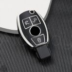 Alazpay Mercedes A B C E S G Serisi Gl Gla Glc Cla Cls Amg W212 W205 W204 Gümüş Kenar Tpu Anahtar Kılıfı - Siyah - Gümüş