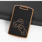 Alazpay Renault Clio Megane Captur Koleos Fluence Uyumlu Laguna Gold Kenar Tpu Anahtar Kılıfı - Siyah - Gold