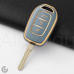 Alazpay Renault Clio Megane Captur Laguna Dacia Duster Sandero Stepway Logan Gold Kenar Tpu Anahtar Kılıfı - Mavi