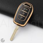 Alazpay Renault Clio Megane Captur Laguna Dacia Duster Sandero Stepway Logan Gold Kenar Tpu Anahtar Kılıfı - Siyah