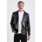 Alba Erkek Siyah Deri Blazer Ceket - 3XL