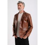 Alba Erkek Taba Deri Blazer Ceket - 5XL