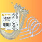 Albafix 3.6x370 Mm Şeffaf Beyaz Plastik Kablo Bağı Klipsi Cırt Kelepçe 100 Adet