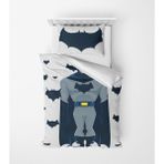 Alban Home Genç Çocuk Desen Mikro Saten 3D Dijital Baskı Tek Kişilik Nevresim Takımı Batman - Renkli - 160 x 220 cm