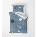 Alban Home Genç Çocuk Desen Mikro Saten 3D Dijital Baskı Tek Kişilik Nevresim Takımı Gezegen - Renkli - 160 x 220 cm