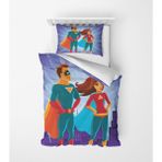 Alban Home Genç Çocuk Desen Mikro Saten 3D Dijital Baskı Tek Kişilik Nevresim Takımı Super Boy And Girl - Renkli - 160 x 220 cm