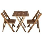 Albatros Ada Masa Sandalye Takımı : 60X60 Masa + 2 Sandalye - Katlanır Ahşap Set