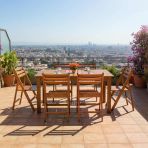 Albatros Ahşap Bahçe Balkon Takımı: 80X140 Sabit Masa + 6 Katlanır Sandalye