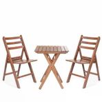 Albatros Katlanır Ahşap Bahçe Balkon Seti: 60X60 Masa+2 Sandalye