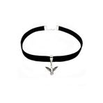 Albatros Kuşu Siyah Kadife Kadın Choker Tasma Kolye BSKT2449