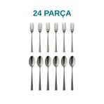 Albergio 24 Parça Paslanmaz Çelik Yemek Çatal ve Kaşık Seti – Çubuk Model | 12 Çatal + 12 Kaşık | 20 cm