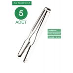 Albergio 5 Adet Paslanmaz Çelik Buz Maşası – 16 cm | Dayanıklı ve Pratik Kullanım Gri