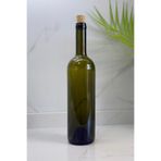 Albergio 750 ml Cam Şarap Şişesi + Konik Doğal Mantar Tıpa Seti 32 cm | 1.9 cm Ağız Çapı Yeşil