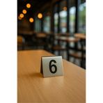 Albergio Paslanmaz Çelik Masa Numarası Seti 1-10 10 lu Masa Üstü Tabela Seti (5x5 cm)