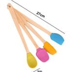 ALBETTO 4 Parça Spatula Seti Silikon Ahşap Sap