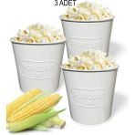 AlbiFoni Beyaz Metal 14.5 cm 3 Adet Popcorn Kutusu
