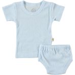 Albimini 42769 Mavi Minidamla Kaşkorse Bebe Kısa Kol Çamaşır Takımı