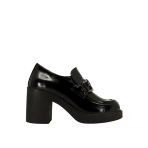 Albini 26101803R Rugan Deri Kadın Topuklu Loafer Ayakkabı - Siyah - 39